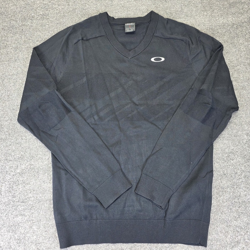 Oakley Sweater Men's Tailored Fit V-Neck‎ Pullover Long Sleeve Black Large Golf